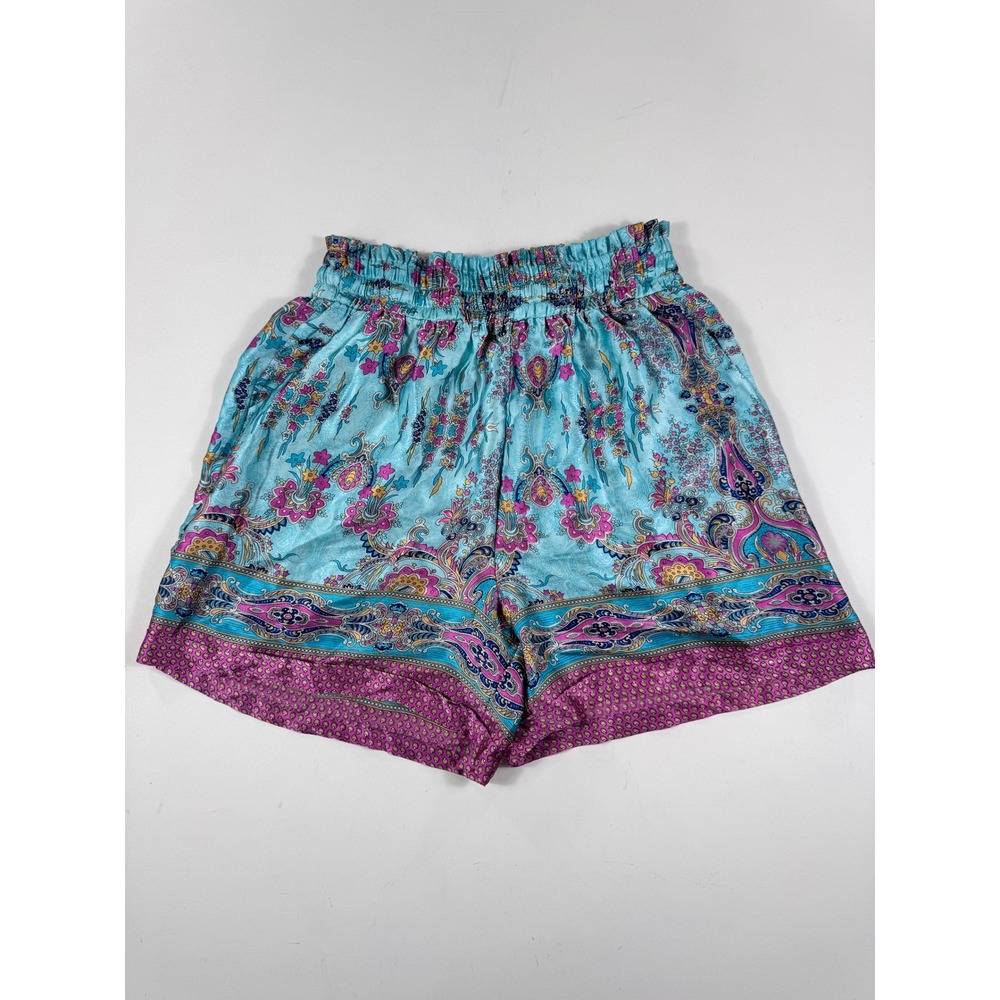Bunulu Women's Printed Pull-On Shorts XL Boho‎ Paisley Elastic Waist